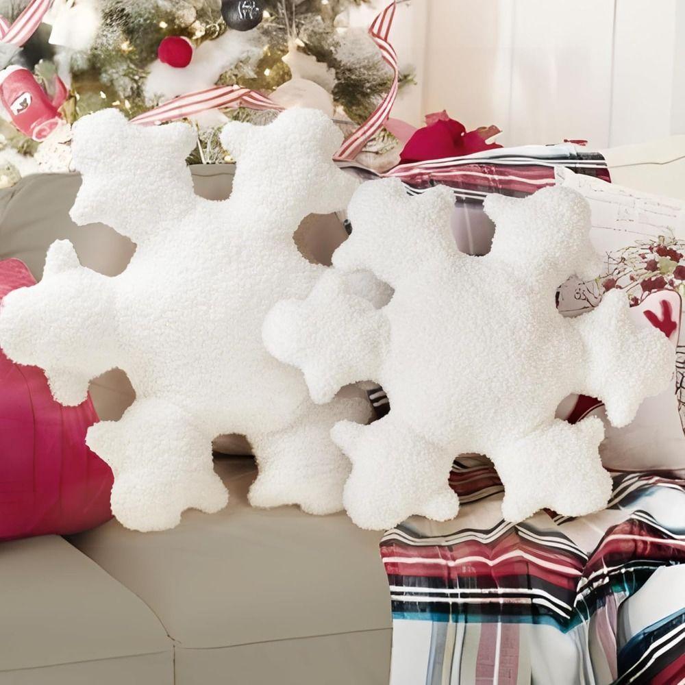PP Cotton Couch Stuffed Plush Cushion White Snowflake Pillows Living Room
