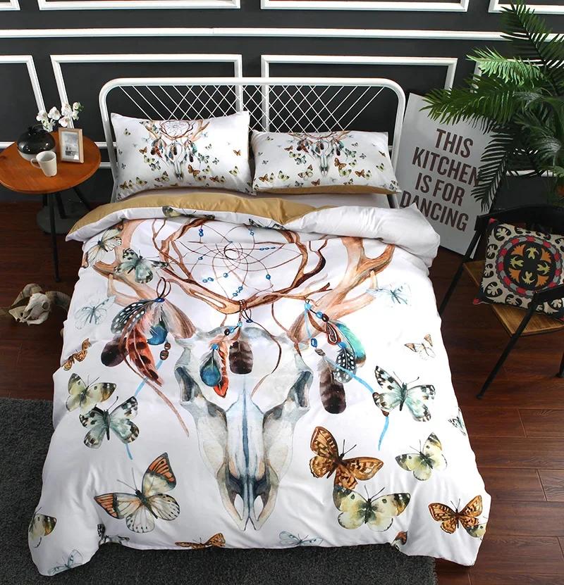 Single Double Bohemian Feather Duvet Cover Wiht Pillow Cases King Size Dream Catcher Bedding Sets Comforter Cover Set Boho 3D