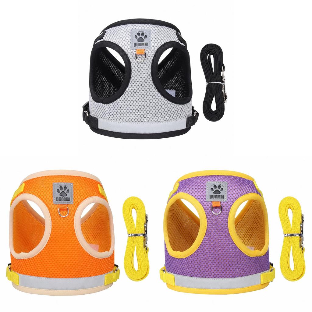 Lightweight Pet Harness With Leash For Cats And Dogs Breathable Polyester Reflective Safety Gear For Walks