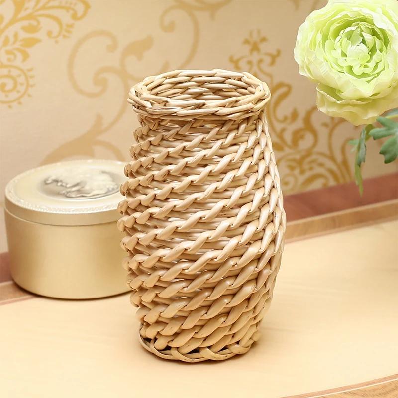 Håndvevd blomstervase DIY blomsterarrangement kontor skrivebordsornamenter imitasjon vinranke hjem stue kunstdekorasjoner