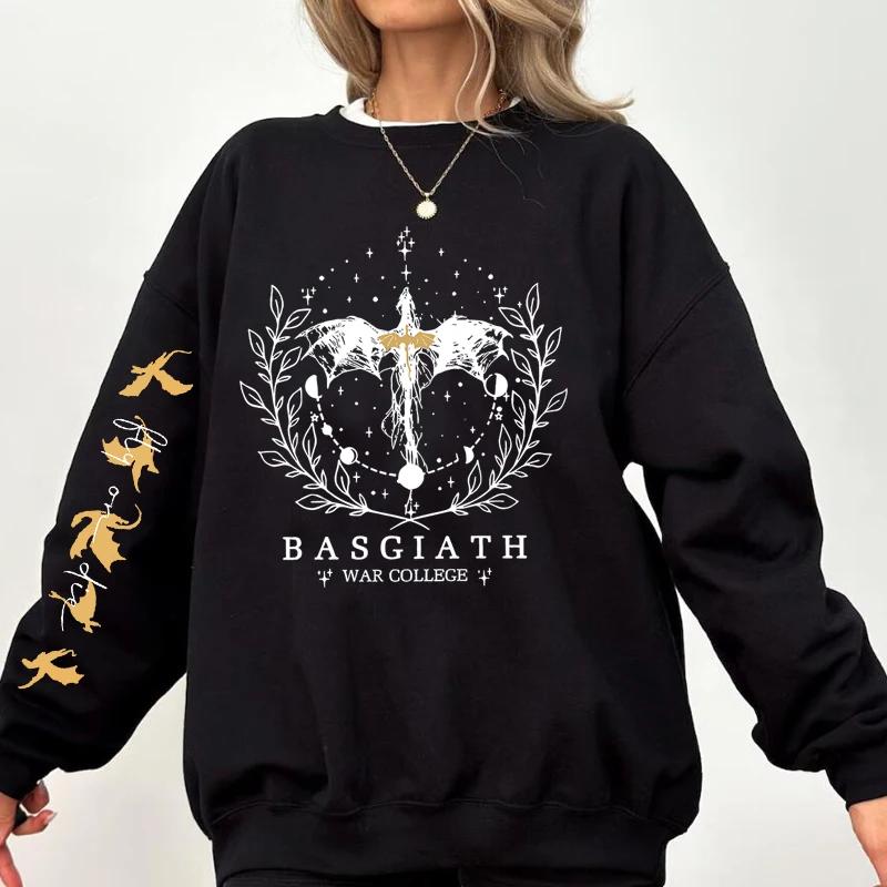 Fourth Wing Sweatshirt Women Pullover Basgiath War College Crewneck Sweatshirts Dragon Rider Streetwear Fantasy Reader