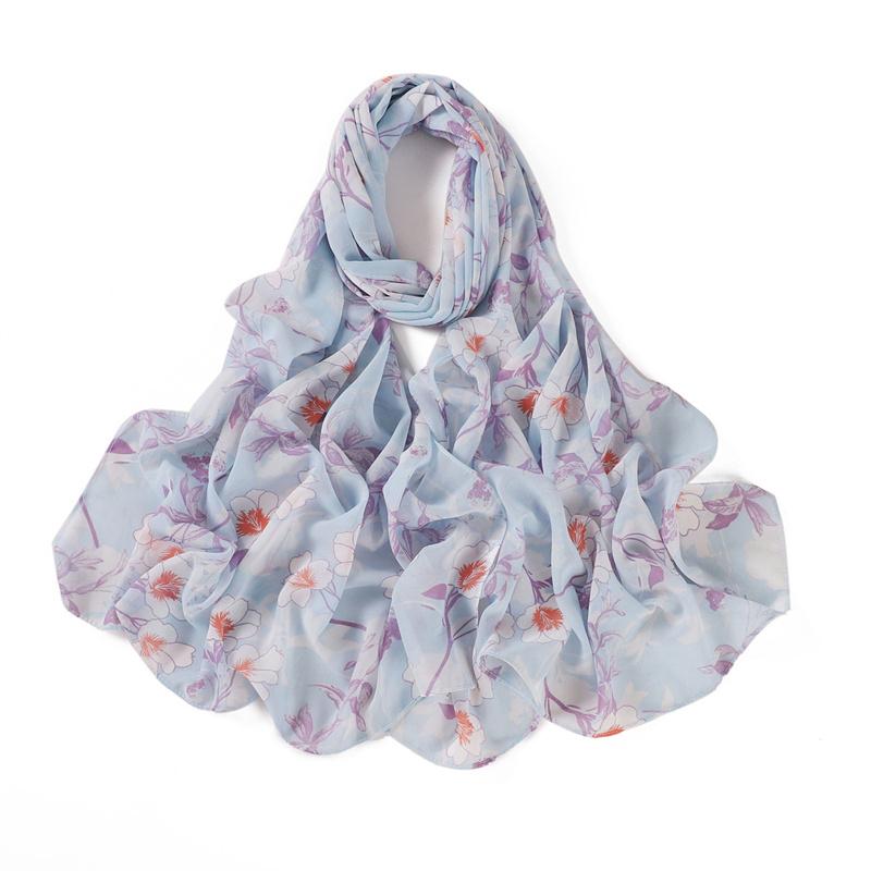 175*70cm Chiffon Hijab New Floral Butterfly Print Long Scarf Wrapped Scarf Muslim Women's Hijabs Shawl