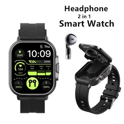 TWS 2-in-1-Smart-Sportuhr, kabelloses Bluetooth-Headset, Anruf-Gesundheitsmonitor, Fitness-Aufzeichnungsuhren mit Headset für Männer und Frauen