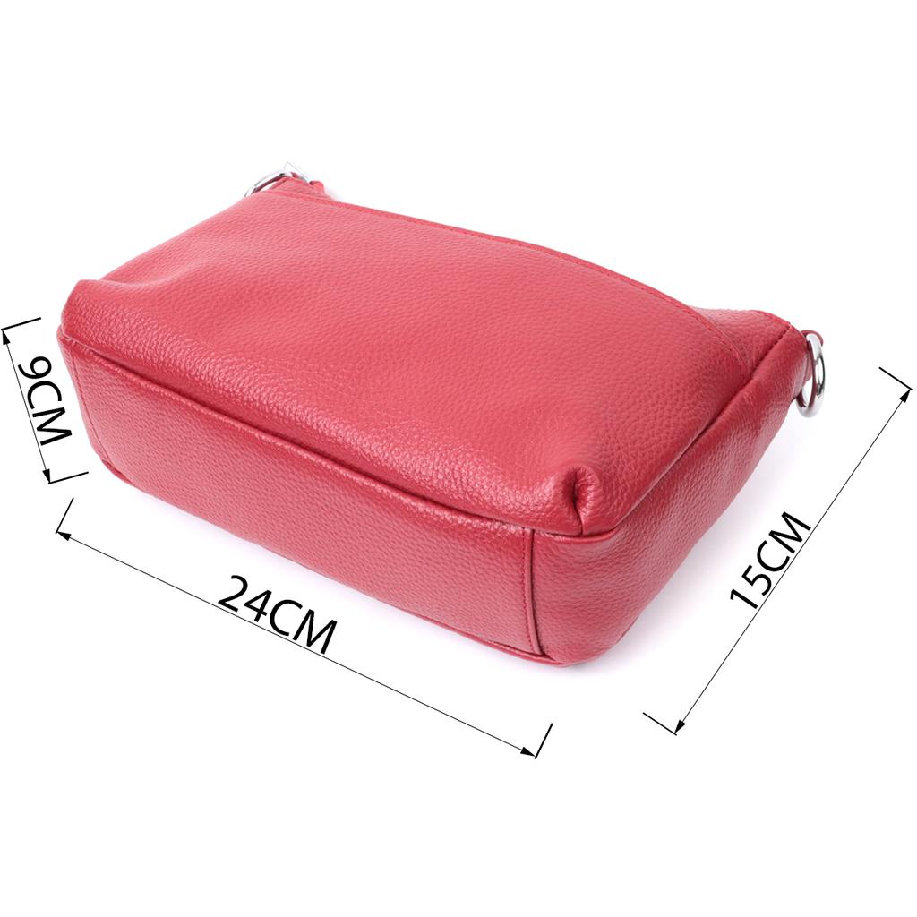 Damenhandtasche mittlerer Größe mit drei Fächern aus echtem Leder VINTAGE Bag 22803 Rot