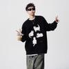 Trendy Cartoon Cat Knit Sweater: Men's Autumn/Winter Round Neck Couple's Loose Casual Style