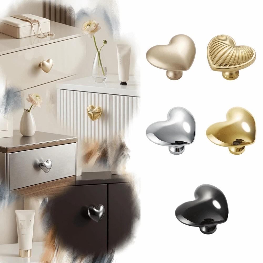 Modern Minimalist Cabinet Knob Brushed Chrome Gold Heart Shaped Knob Single Hole Knob  Bedroom
