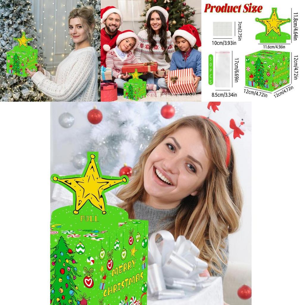 Christmas Star Gift Box With Gold Paper For Holiday Party Decor And Gift Giving