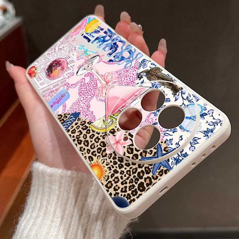 Case For OnePlus 15 13 13T 12 Pink Goblet Bowknots Disco Ball Pattern Shockproof Bumper Soft Silicone Cover For Oneplus Nord 5 13R 12R 11R 5G