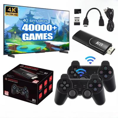 K8 Wireless Retro Game Console with 40,000 Built-in Classic Games, 4K HDMI TV Output, Dual 2.4G Wireless Controller, 64G Nostalgic Game Stick