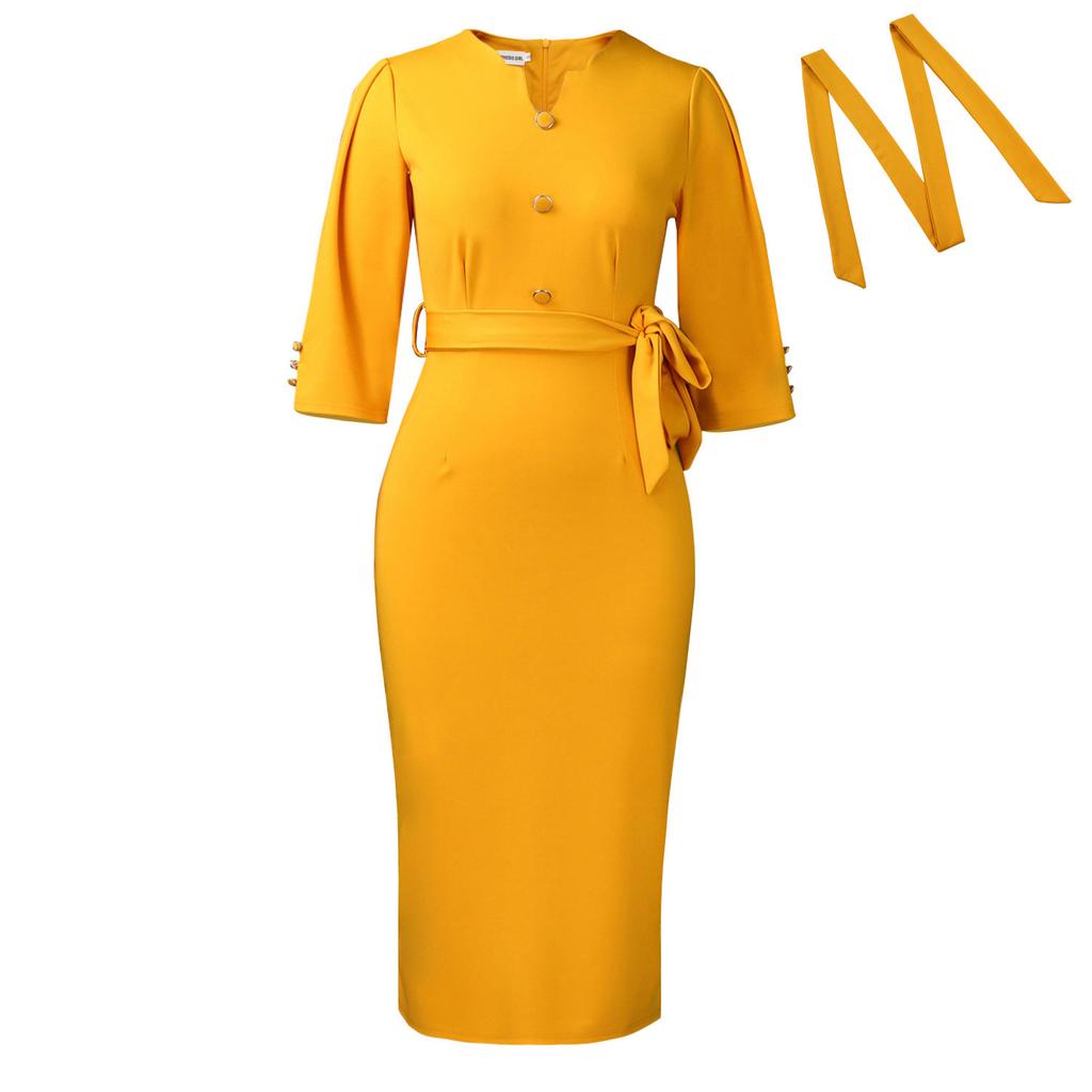 New autumn women's clothing fashion commuter temperament elegant long-sleeved lace-up dress