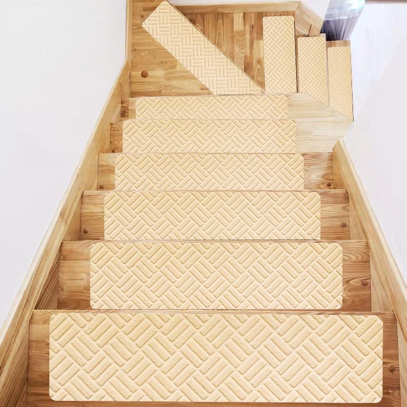 1PC 76x20.3cm Home Soft Self-adhesive Stair Stepping Mat Stair Carpet Protector Rug Non-slip Variety Pattern Water Absorption