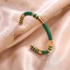 Chunky Enamel Bamboo Bracelet for Women Colorful Design Open Bangle Gold Color Stainless Steel Banquet Aesthetics Jewelry Gifts
