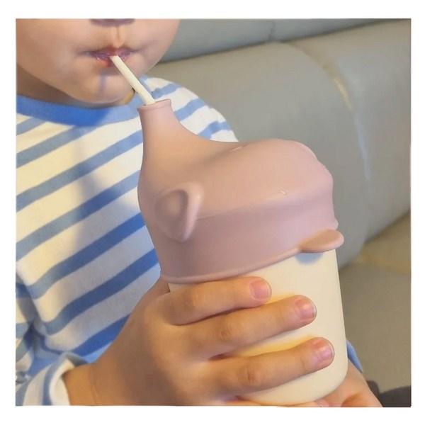 Hand Washing 0% Kinderland Infant Baby Straw Cup Spout Cup Set, 4 Cups + 2 Lids (milk + Pink)