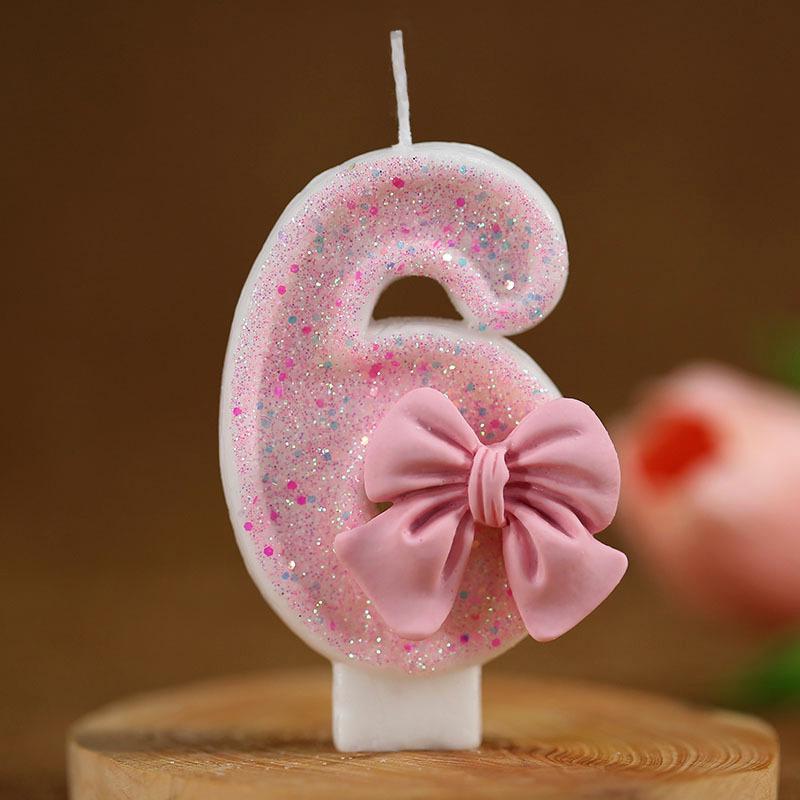 Creative Digital Pink Bow Birthday Candle for Girls