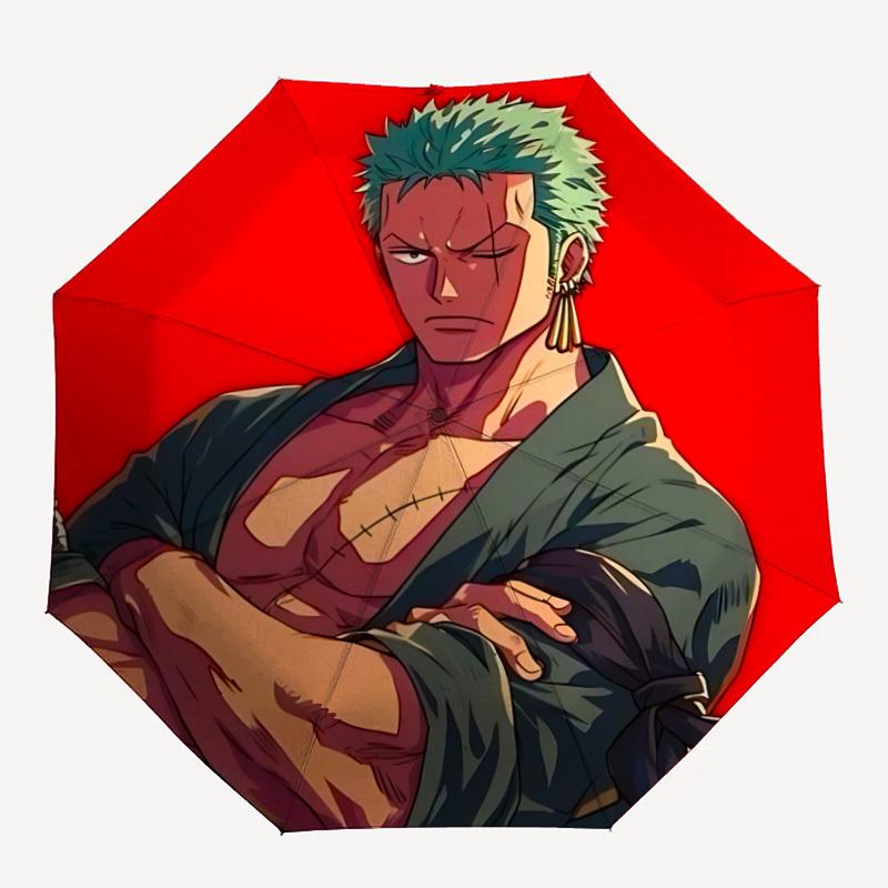 

1pc Zoro, OnePiece Automatic Umbrella 8 Rib Portable Folding Black Iron Frame for Outdoor, Beach, Travel, Beach Umbrella 174