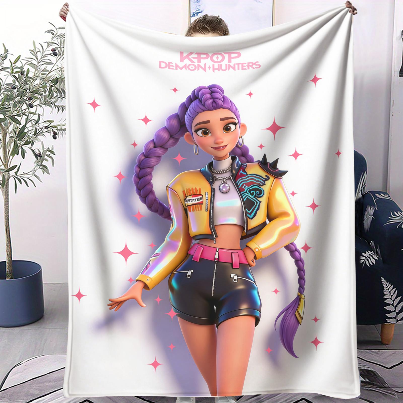 

KPop Demon Hunters Printed Blanket Girls Boys Plush Throw Blanket Sofa Blankets Warm Birthday Gifts For Girls Huntrix Blankets 70x100cm