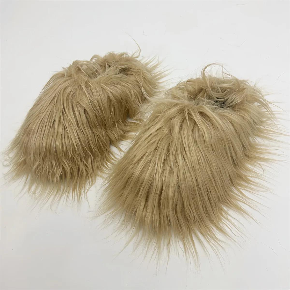 

Fashion Spring and Autumn Classic Thick Bottom Hairy Slippers for Women s Outerwear 2024 New Thick Bottom Baotou Casual Half Slippers 36-37 темные хаки