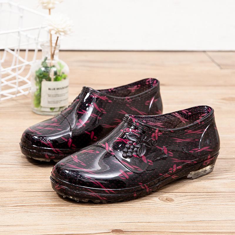 Low-top fashion models, light-mouth waterproof shoes, rain shoes, women's summer kitchen work rubber shoes, water-treading non-slip short overshoes