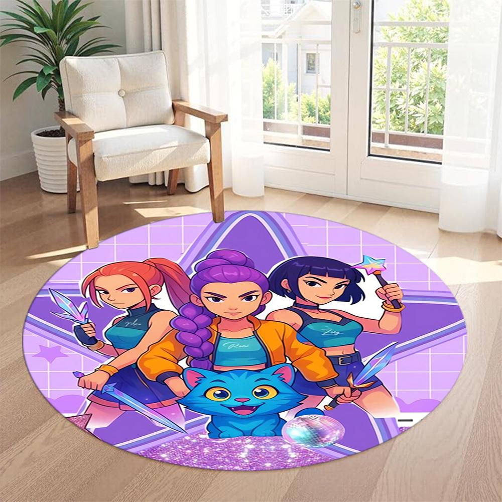 Kpop Round Office Rug Design for Outdoor Decorate Room Game Room Balcony Antislip Round Carpet Anime Office Decor Best for Christmas