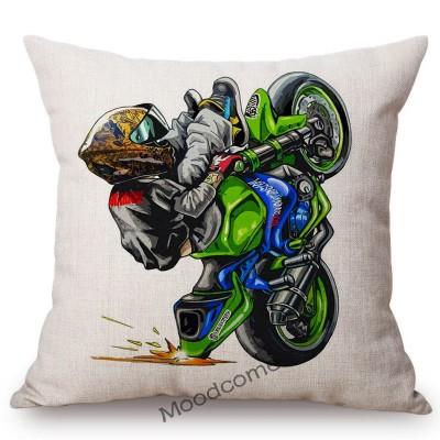 Xtreme Sport Motorcycle Stunting Riding Mtx Cute Cartoon Stunters Decorative Sofa Throw Pillow Case Cotton Linen Cushion Cover