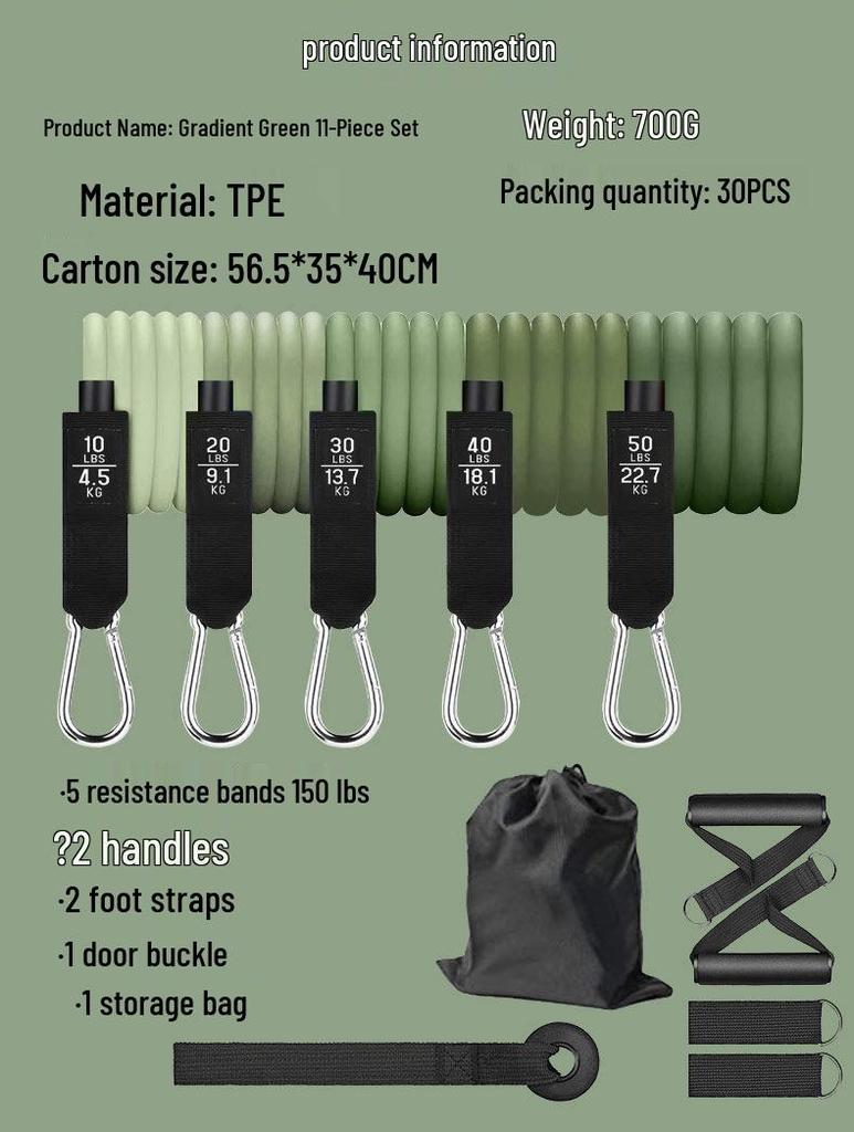 11-Piece Fitness Resistance Band Set for Home Exercise