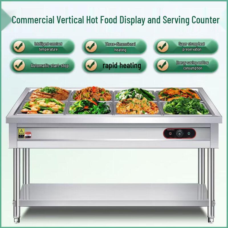 Commercial Stainless Steel Electric Heated Food Warmer & Display Table