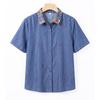 Women's Pure Cotton Short Sleeve Cardigan Blouse