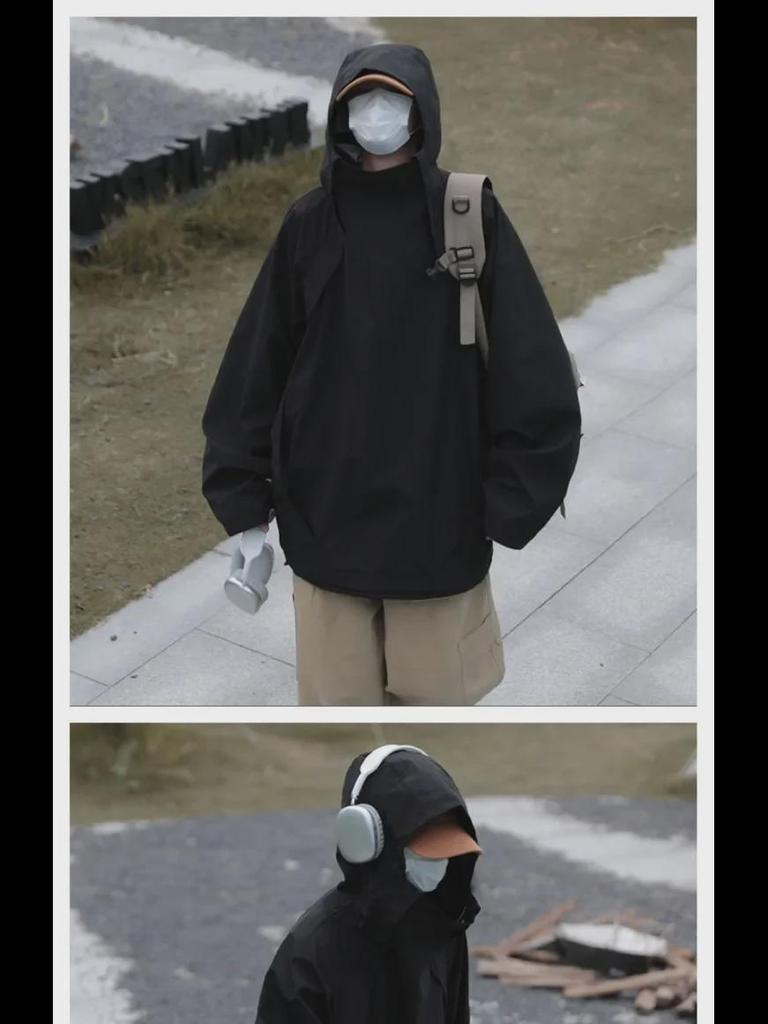 Pánská trendy černá bunda Warrior s kapucí – větruvzdorná a voděodolná, ideální na jaro a podzim