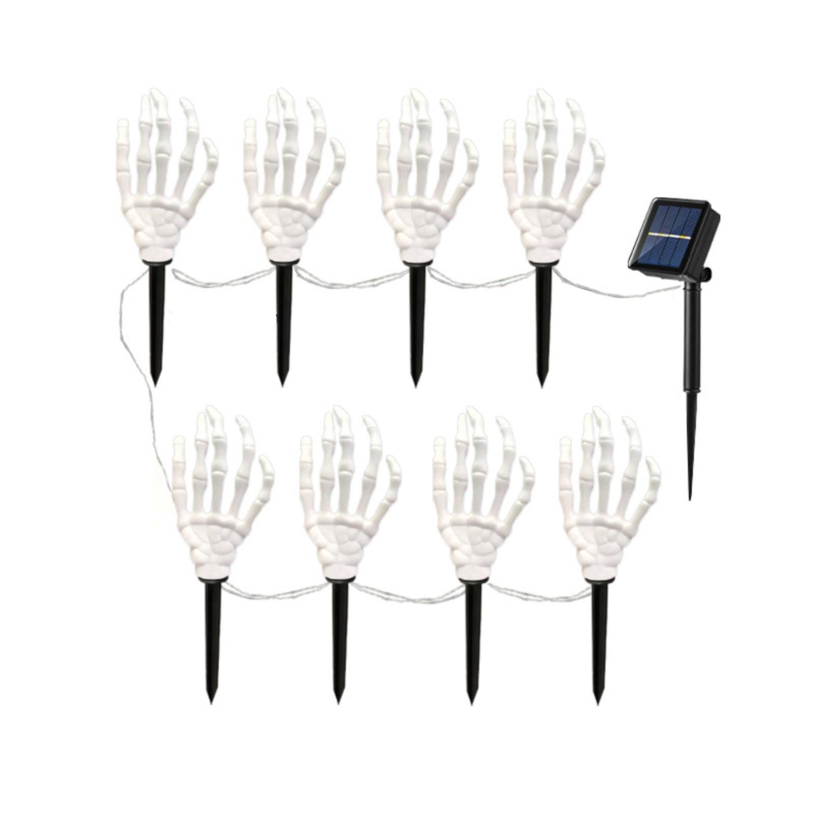 

Хэллоуин светодиодный светящийся ручной солнечный скелет ручной заземляющий светильник садовая атмосфера декоративный реквизит One Size белый