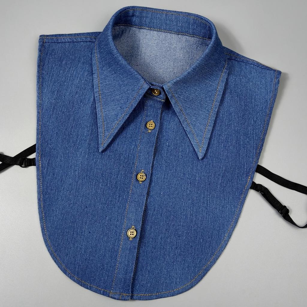Perfect Match Denim Large Pointed-Collar Fake Collars For Women—Versatile, Casual Replacement Multi-Functional Collar Accessories
