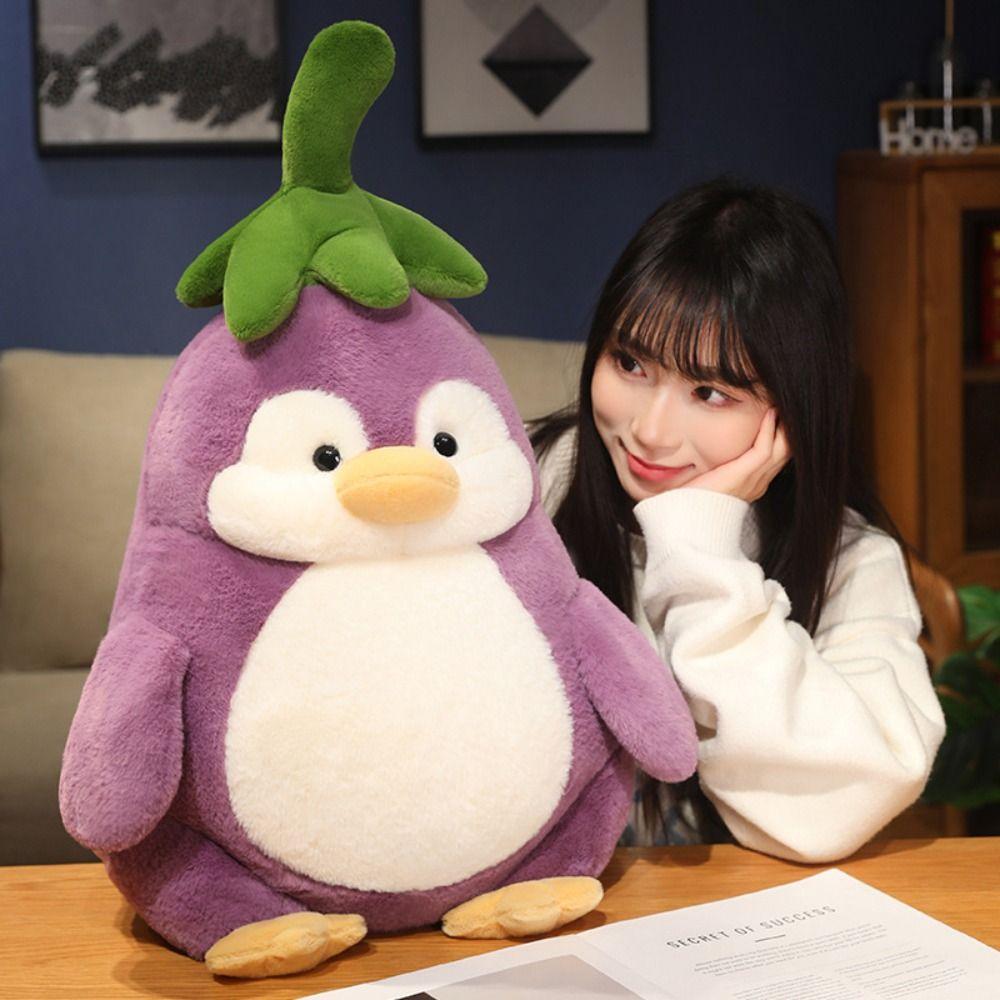 Fluffy Eggplant Penguin Stuffed Toy Soft Stuffed Soft Penguin Doll  Decorate Present