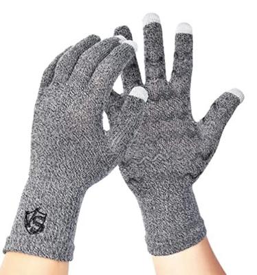 VITAL SALVEO Functional Compression Gloves with Non-Slip Fingertips, Conductive Fingertips, Smartphone Compatible, Suitable for Office, Outdoor, Sport