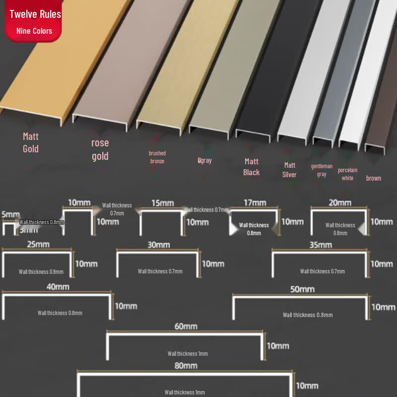 Aluminum U-Channel Edge Trim Strip