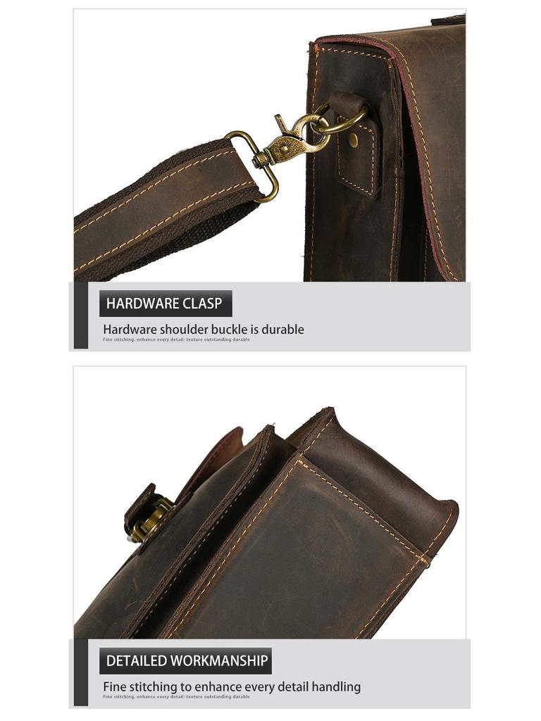 Vintage Pánská taška přes rameno crossbody na notebook z koňské kůže