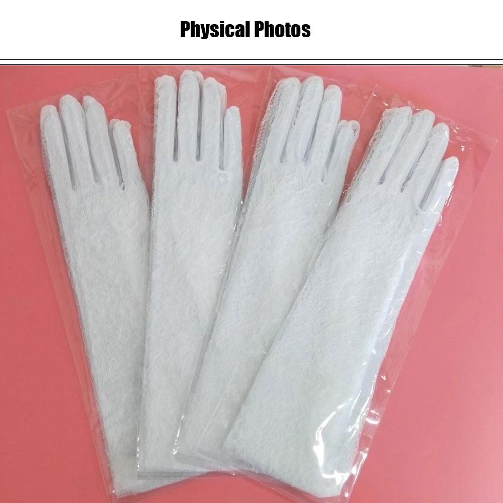 WG054 Bröllopsbröllop Långa handskar Ögonfranskant Spets Applicerad Finger Brud Handschuh Vita handskar Kvinnor Bal Operahandskar