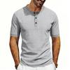 Men’s Short Sleeve Henley Shirt Casual Button Down Linen T Shirt Lightweight Breathable Summer Top for Everyday Wear