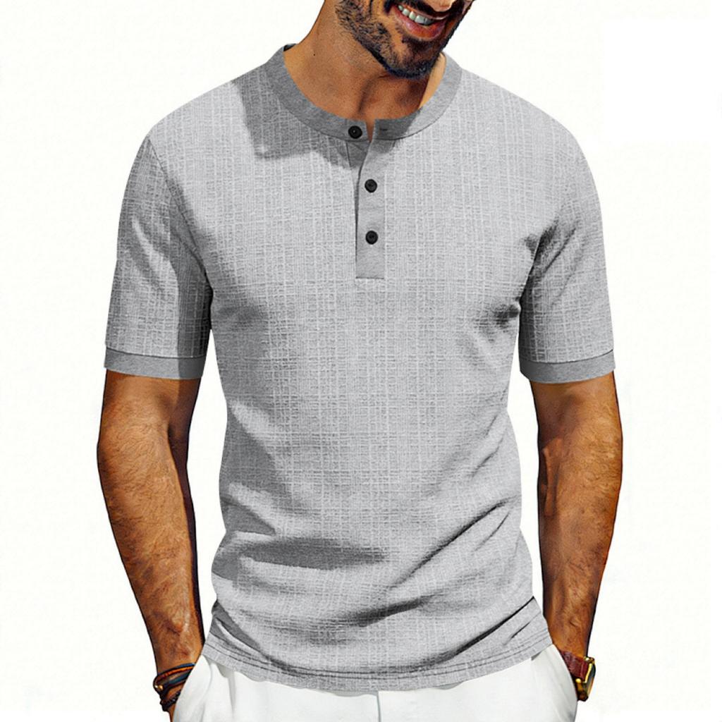 Men’s Short Sleeve Henley Shirt Casual Button Down Linen T Shirt Lightweight Breathable Summer Top for Everyday Wear
