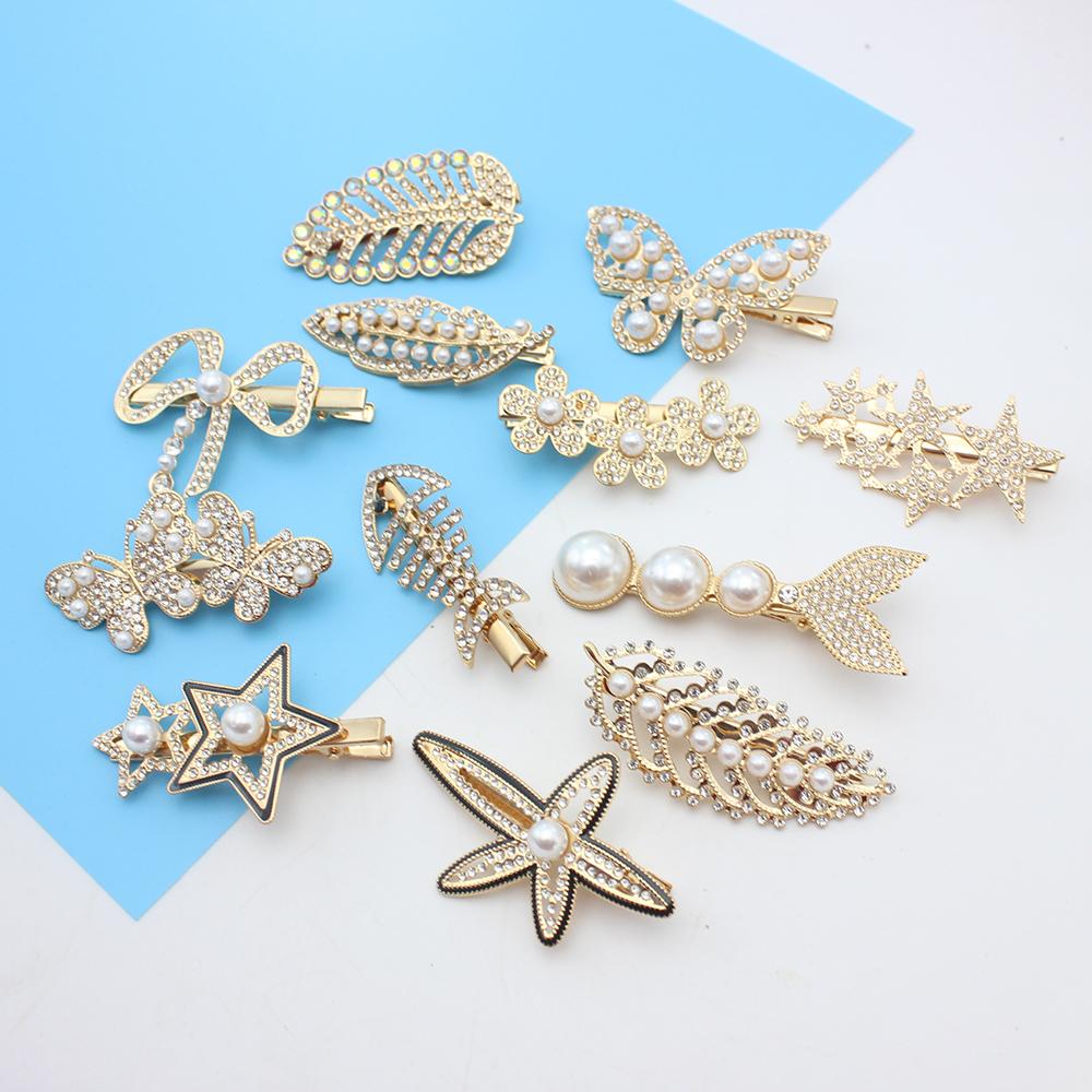 17 Styles Hair Clip Big Barrettes Bowknot Leaf Butterfly Flower Star Crystal Alligator Hairpin Headwear Jewelry Gift