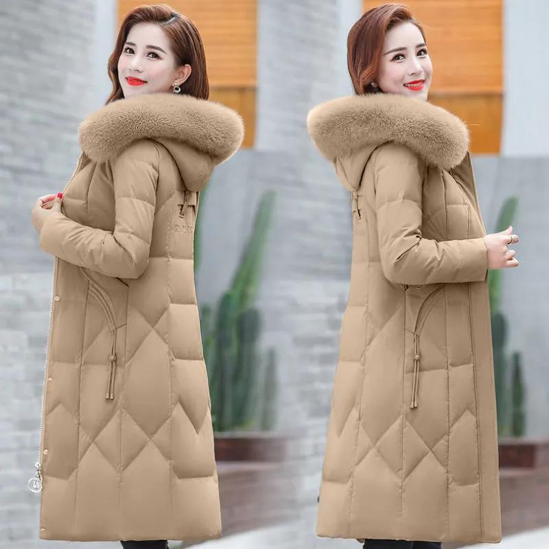 Women's Long Autumn and Winter Plus Size Hair Collar Thickened Velvet Slim Comfortable Jacket Warm Outerwear