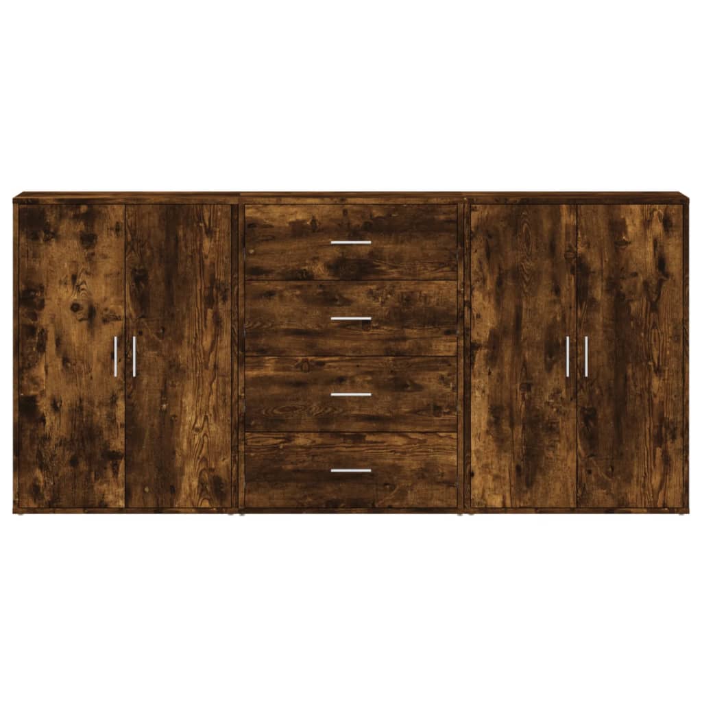 Sideboards 3 Pcs Smoked Oak 60 X 31 X 84 Cm Engineered Wood