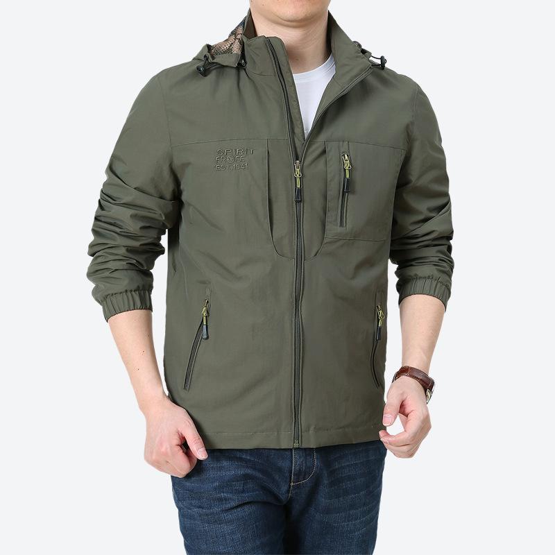 Jacket Men's Spring and Autumn New Jacket Casual Outdoor Youth Sports Hooded Jacket Men