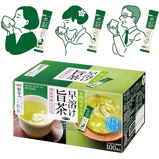 AGF New Tea Person Quick Dissolving Delicious Tea Uji Matcha Blended Superior Sencha Sticks 100 Stic B0047RUMQO