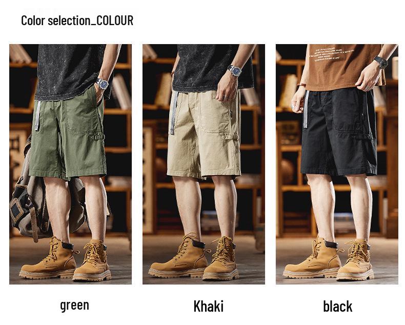 Anyang Men's 2024 Summer Workwear Trend Loose Mid-Length Belted Casual Shorts