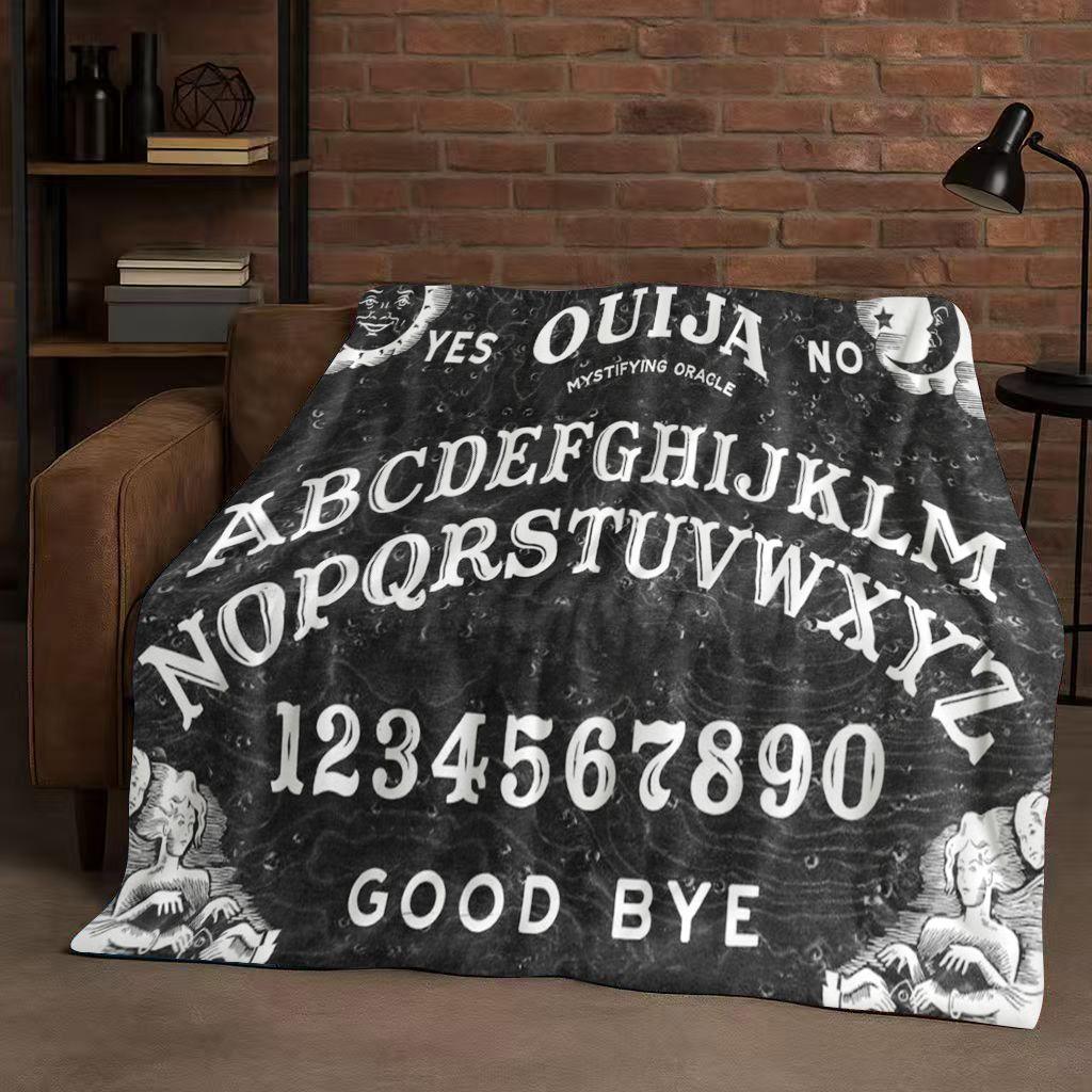 Retro Witch Spirit Ouija Board Art Flannel Blanket,Ultra Soft Warm Plush Throw for Home Bedroom Bed Sofa Cover Kids Gift Picnic