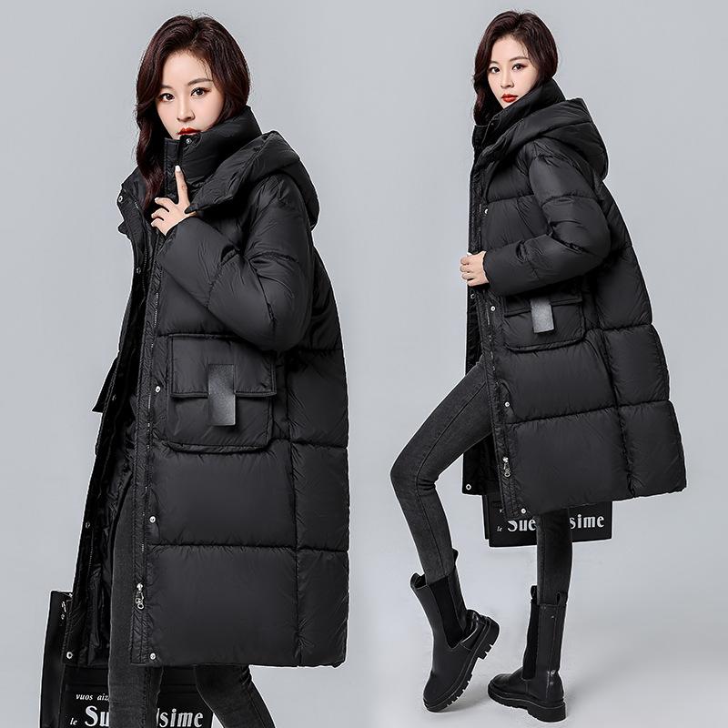 Cotton Jacket Women's Mid-Length 2025 New Winter Korean Version Loose Thickened Cotton Jacket Over the Knee Bread Jacket Korean Jacket