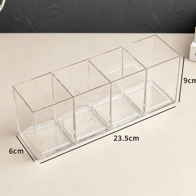 Transparent Acrylic Makeup and Stationery Organizer with Compartments
