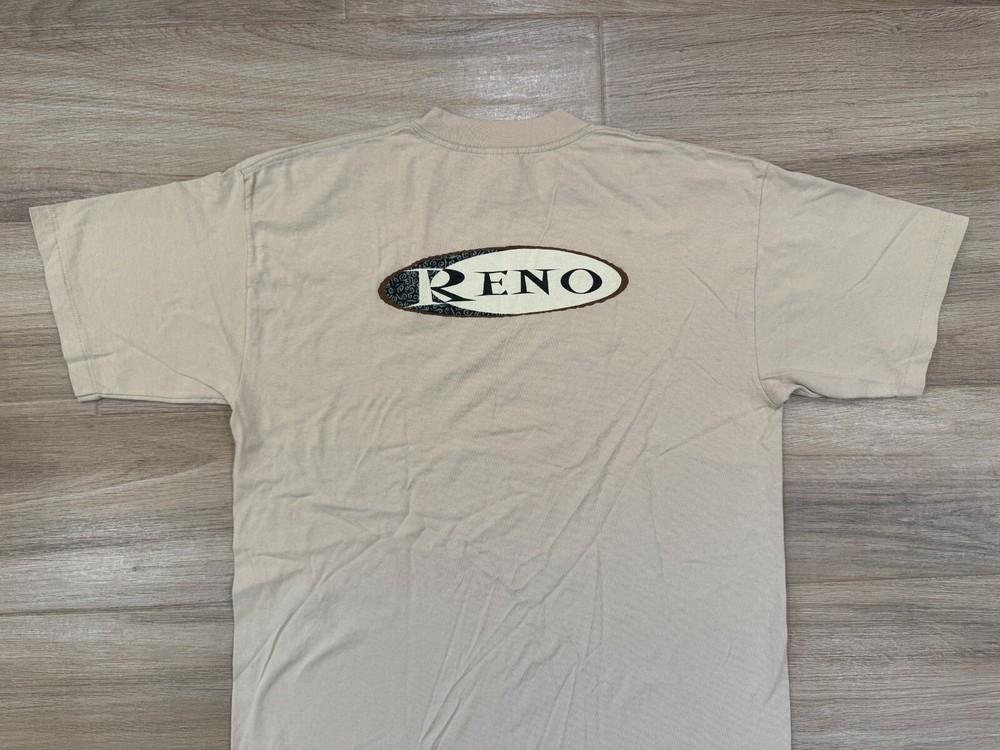 Vintage Reno Nevada T-Shirt XL Slim Mens Beige Desert Heat 90s Single Stitch USA Unisex T-Shirt XL