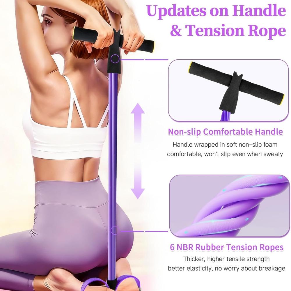 Pedal Resistance Bands with Handles, Upgrade 6-Tubes Manual Tension Training Pedal, Natural Rubber Foot Pedal Resistance Bands