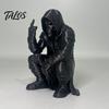 Crouching Devil God Figure Hooded Figurine, Decorative Ornament with Skull Mask & Muscle Lines, Hip Rock Metal Sculpture Hop Gothic Rocker Statue for