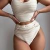 Xin Si Nian Solid Color Split Sexy Bikini Slim Women's Swimsuit